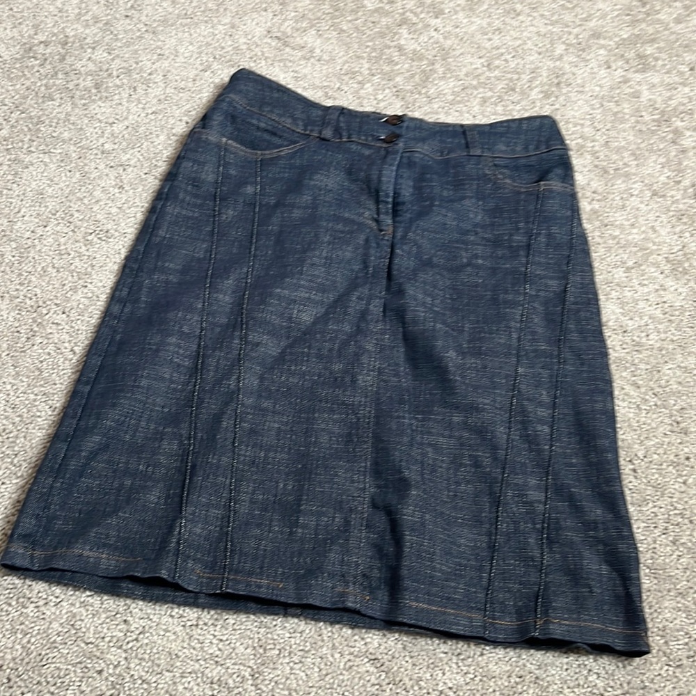 Midi length denim skirt